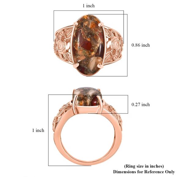 Karis Matrix Fire Opal 7.10 ctw Flower Ring in 18K RG Plated Size 7 - Picture 2 of 4